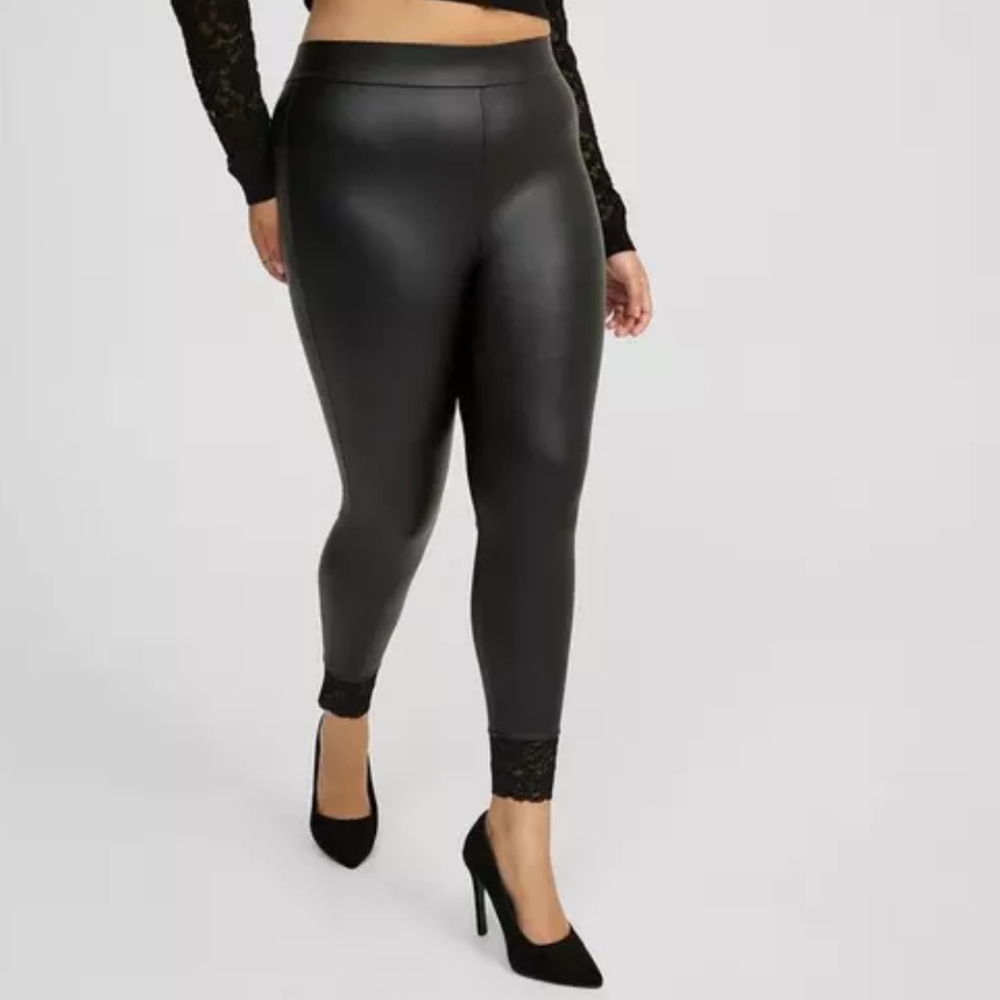 Torrid Plus Size Black Faux Leather Leggings - 2